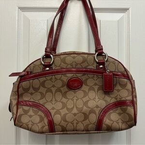 Coach large handbag. Vinyl and patent leather trim. Barely used.